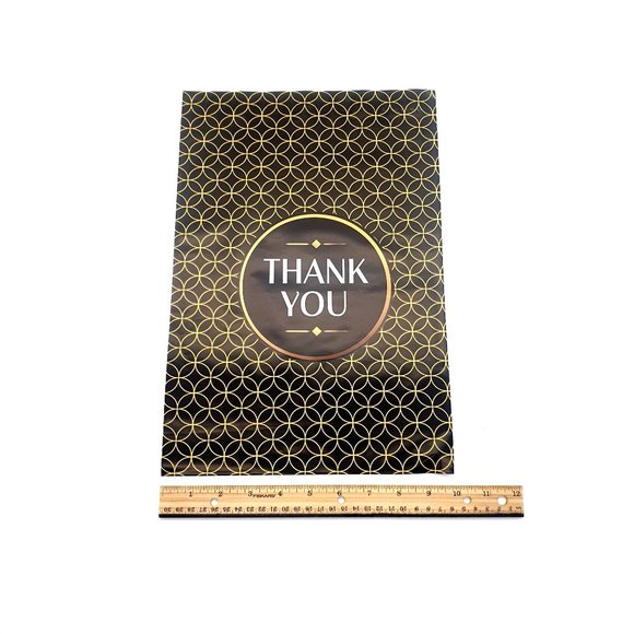 Gold Thank You 10 x 13 Poly Mailers Printed Bags For Mailing Shipping 25 Pack - Picture 2 of 3